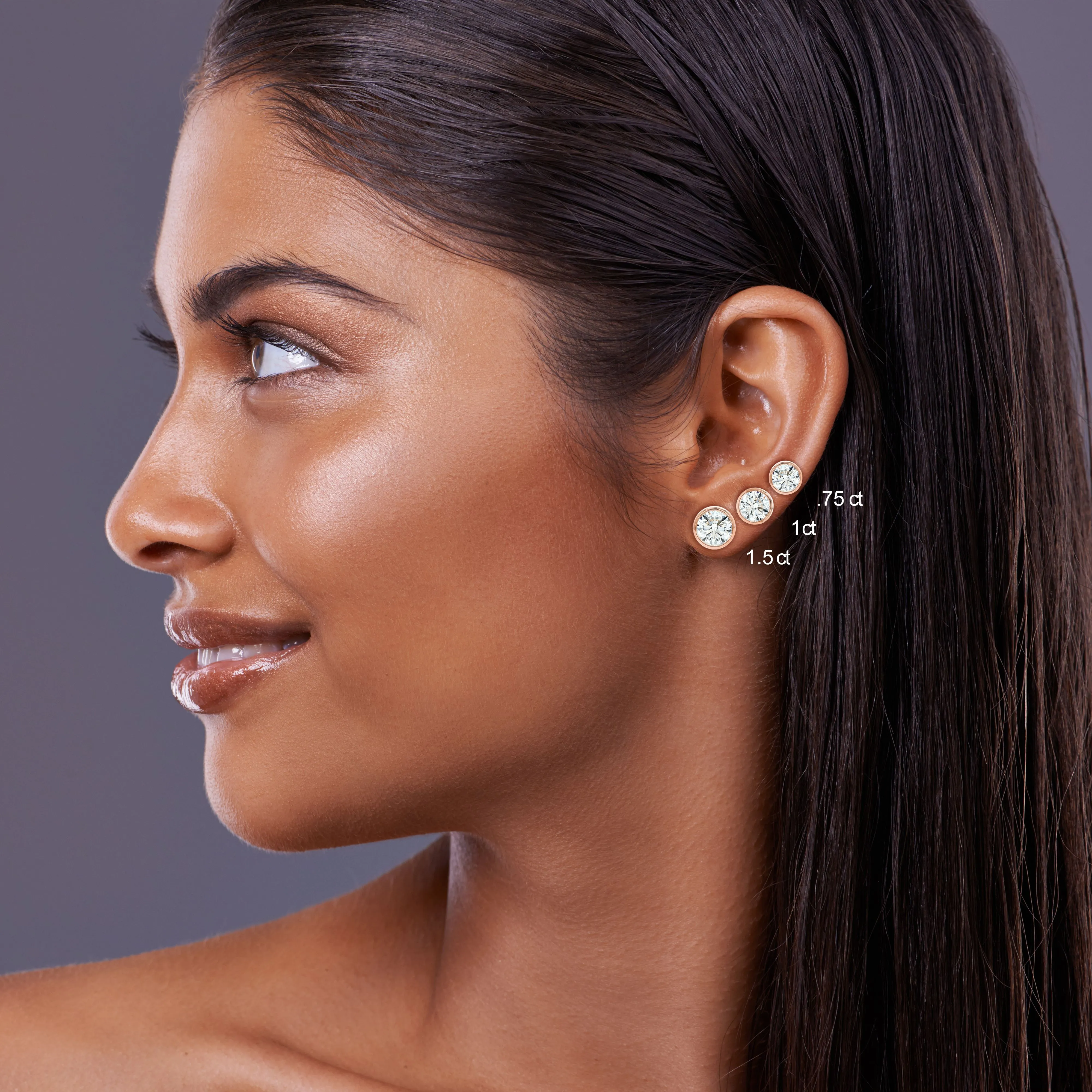 14k Rose Gold Bezel Set Round Brilliant Diamond Stud Earrings (0.32 Ct. T.w., Si1-si2 Clarity, H-i Color)
