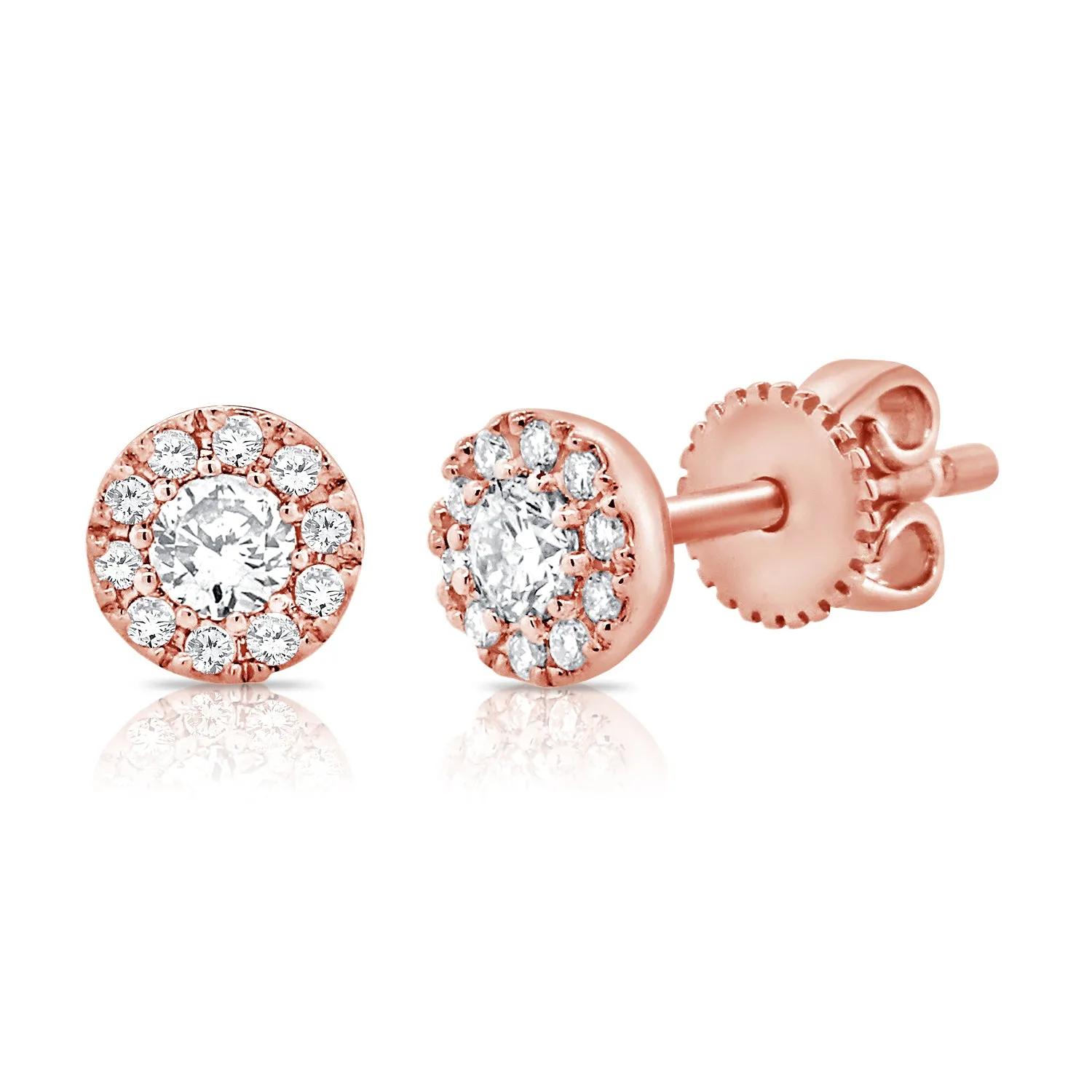 14k Rose Gold Diamond Stud Earrings