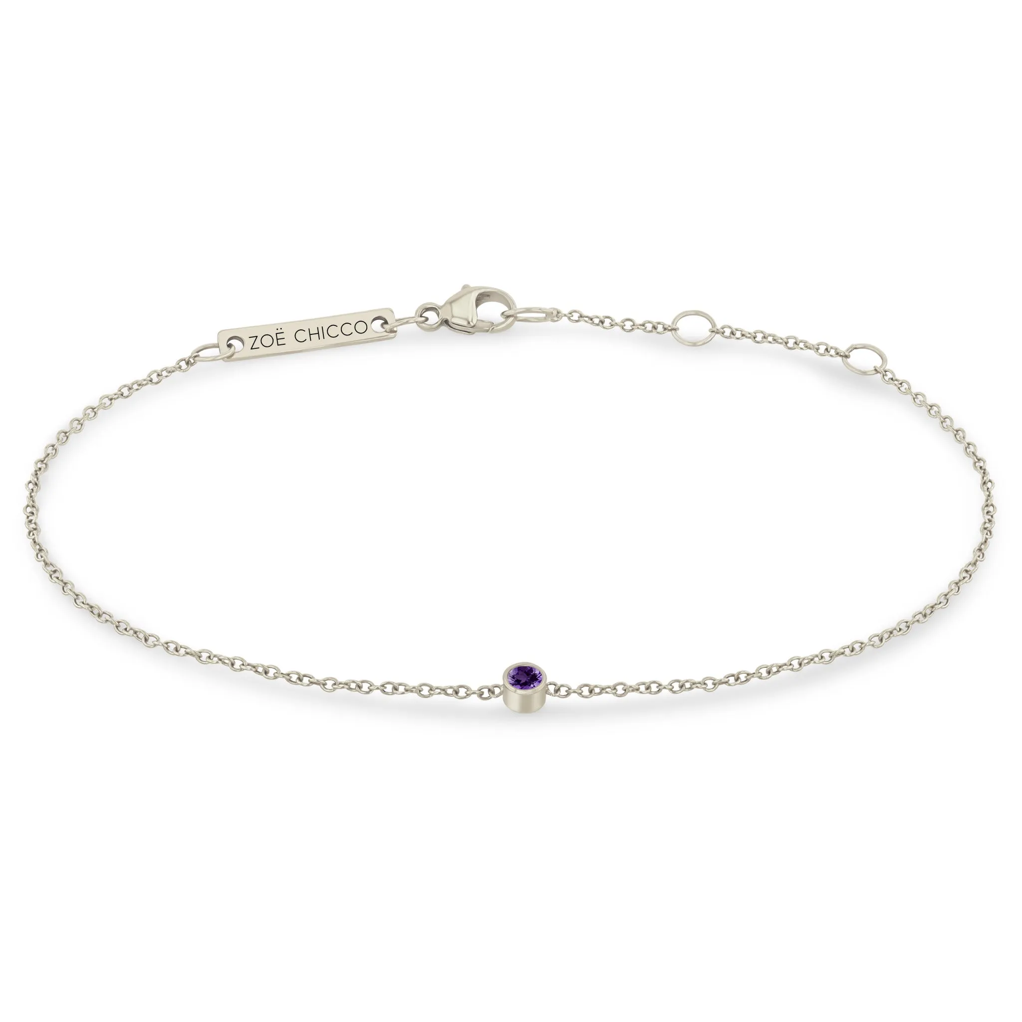 14k Single Amethyst Bezel Bracelet | February Birthstone