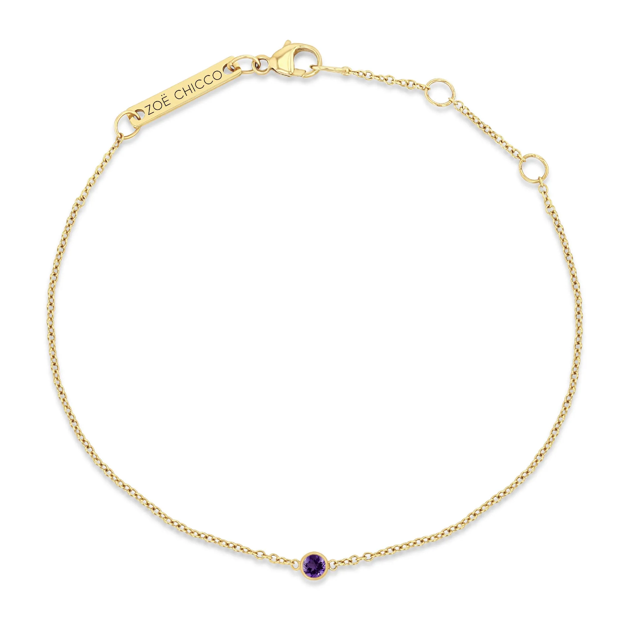 14k Single Amethyst Bezel Bracelet | February Birthstone