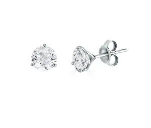 14k White Gold .40ctw Diamond 3-Prong Martini Stud Earrings