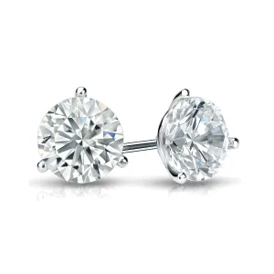 14K White Gold Round Diamond Stud Earrings 1/2CTW