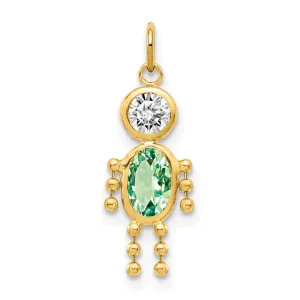 14k Yellow Gold August Boy Gemstone Charm