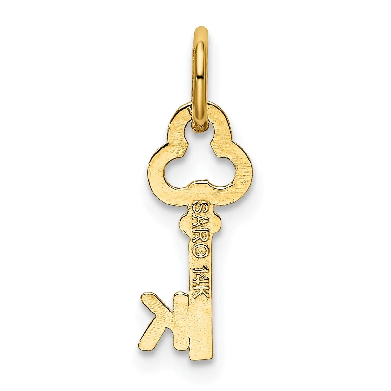 14K Yellow Gold Fancy Key Shape Design Letter K Initial Charm Pendant