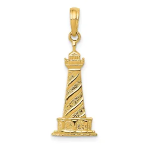 14k Yellow Gold Lighthouse Pendant