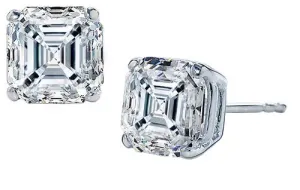 1.50 Carat T.W. Asscher Cut White Gold Diamond Studs