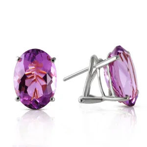 15.1 Carat 14K Solid White Gold French Clips Earrings Natural Amethyst