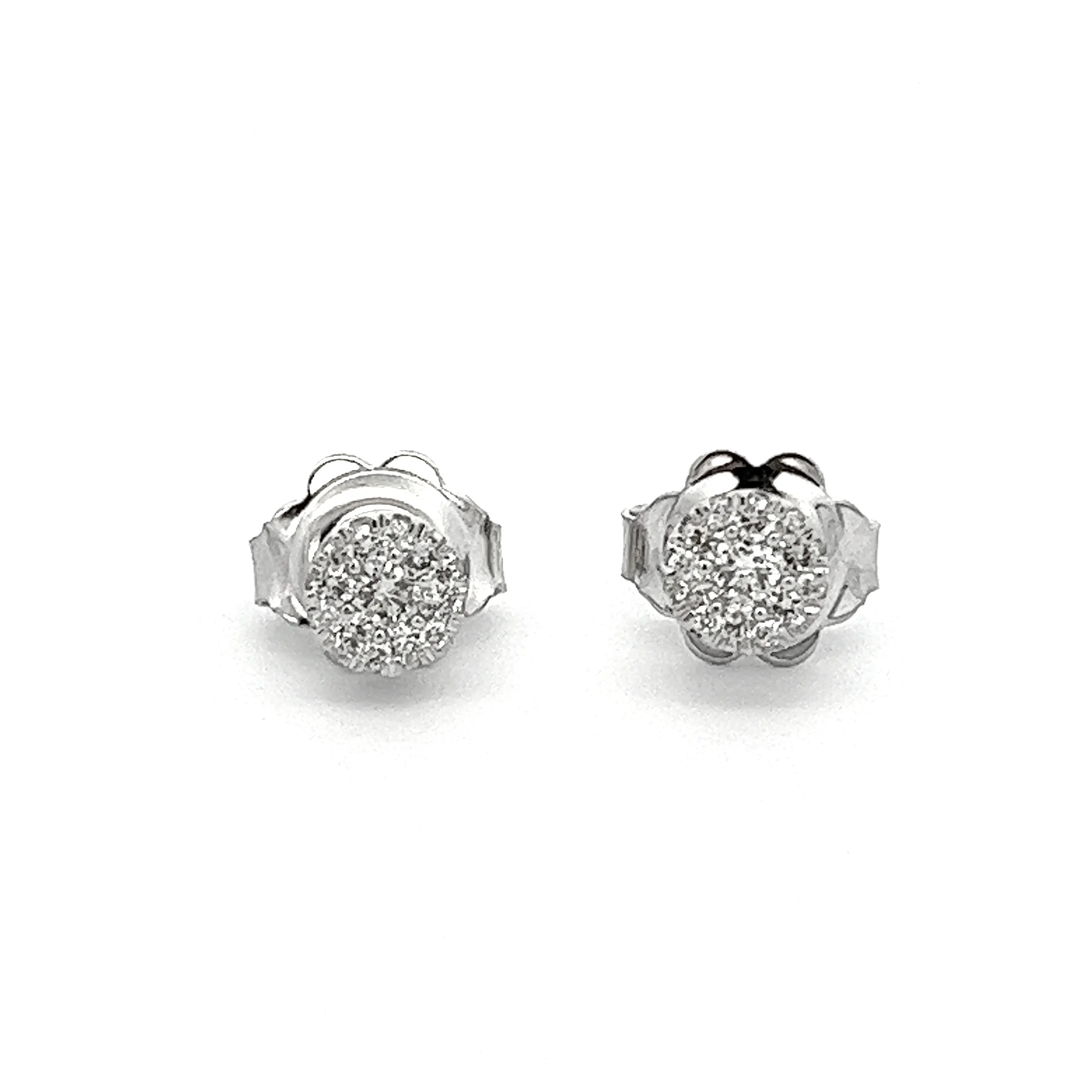 .25ct 14k White Gold Diamond Cluster Earrings