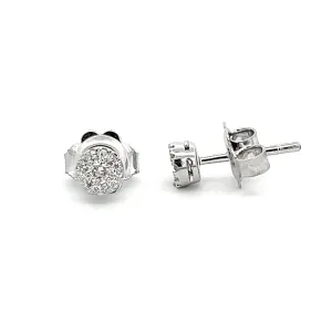 .25ct 14k White Gold Diamond Cluster Earrings