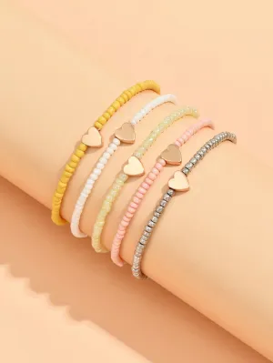 5pcs/Set Bohemian Beach Style Colorful Beaded Bracelets For Women