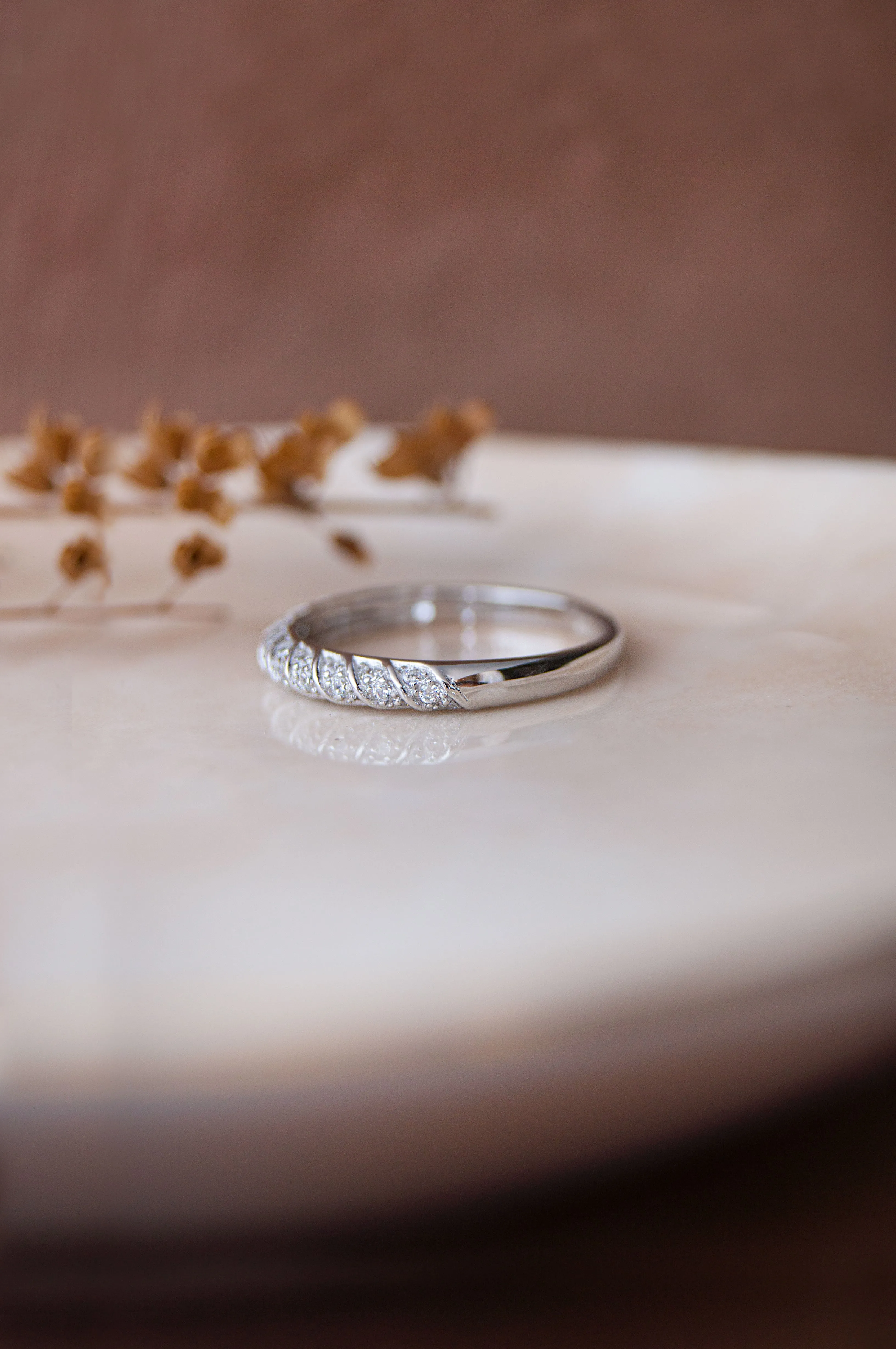 Band With A Twisted Trail Rose Gold Plated Sterling Silver Ring