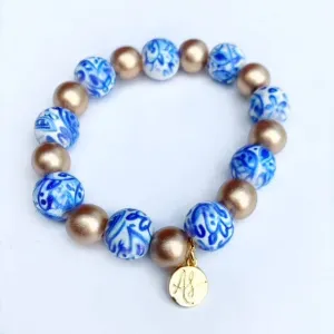 Blue White Gold Colorful Stacking Bracelet