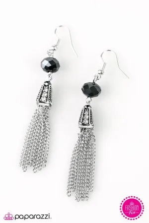 Can I Borrow a Cup Of SHIMMER Silver and Blue Tassel Earrings - Paparazzi Accessories