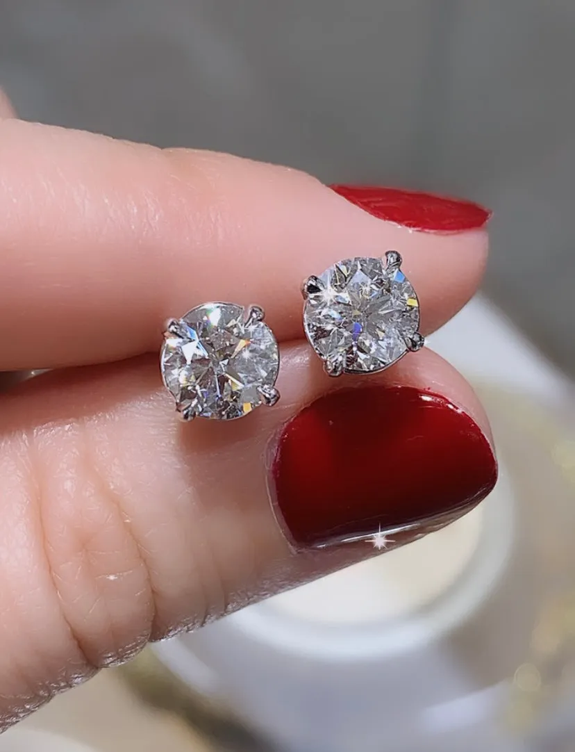 Diamond Studs 2.32ct Push Back