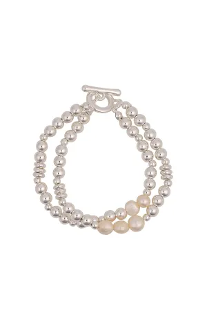 Freshwater Pearl & Beaded Silver Bracelet