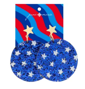 Glitter Blue Star Earrings