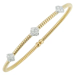 Gold and Diamond Station Bangle Bracelet