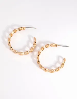 Gold Looped Chain Hoop Earrings