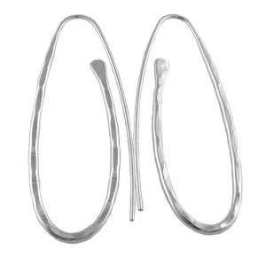 Long 925 Sterling Silver Oval Threader Earrings