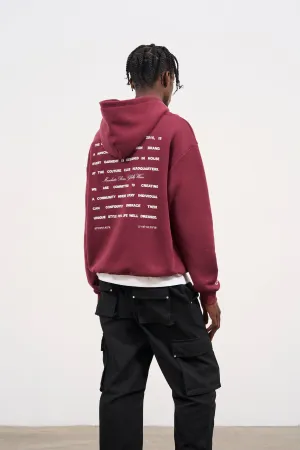 MISSION STATEMENT RELAXED HOODIE - BURGUNDY