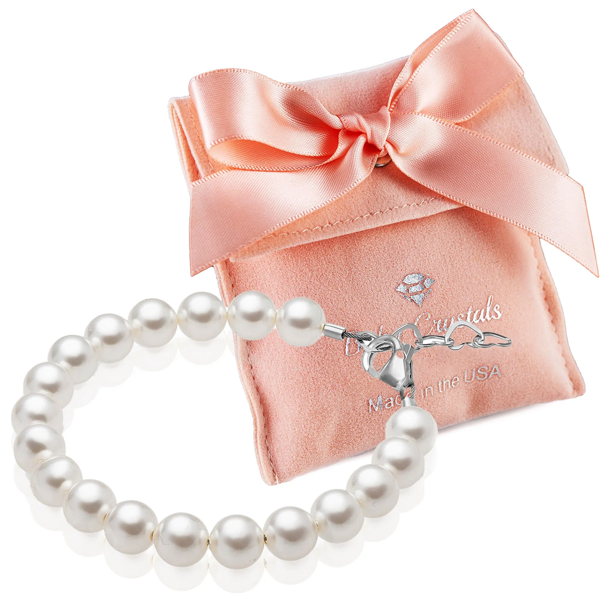 NewBorn Baby Girl Elegant Bracelet with White Pearls