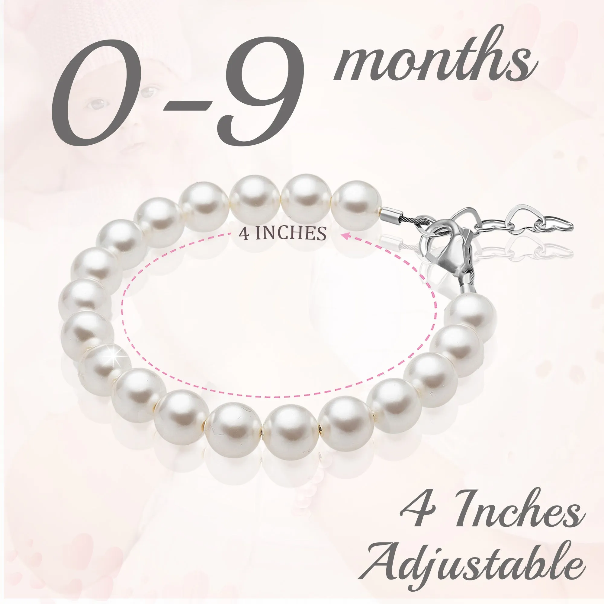 NewBorn Baby Girl Elegant Bracelet with White Pearls