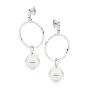 Pearl and diamond earrings