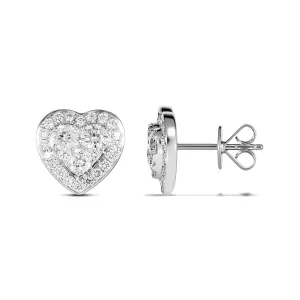 Promise Heart Diamond Studs | 18K White Gold