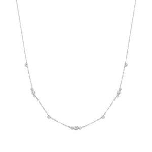 Silver Sparkling Bezel Cubic Zirconia Station Necklace