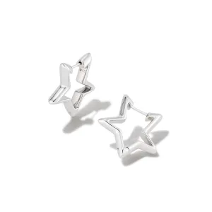 Star Huggie Earrings in Silver