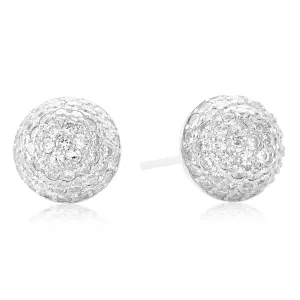 Sterling Silver White Cubic Zirconia Stud Earrings