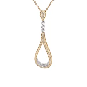 Two Tone diamond teardrop necklace 14kt white and yellow gold